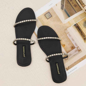 Baguette Glow – Crystal Strap Flats For Women